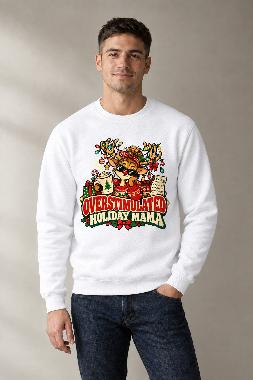Overstimulated Holiday Mama - White