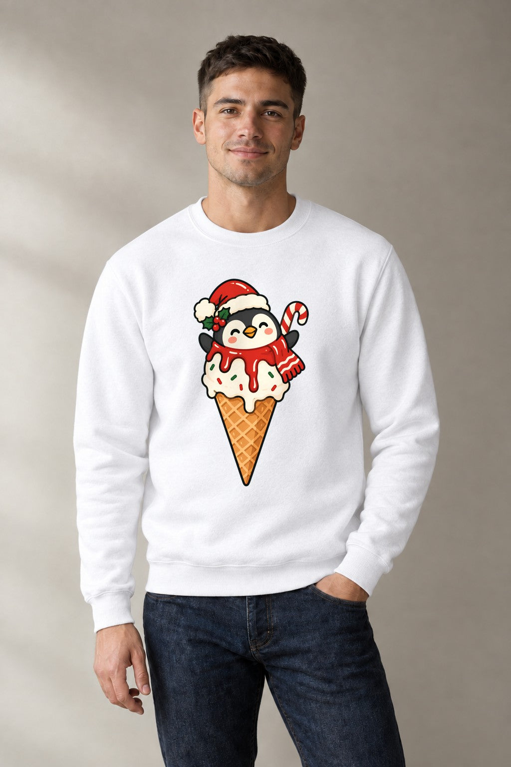 Penguin Ice Cream Cone - White