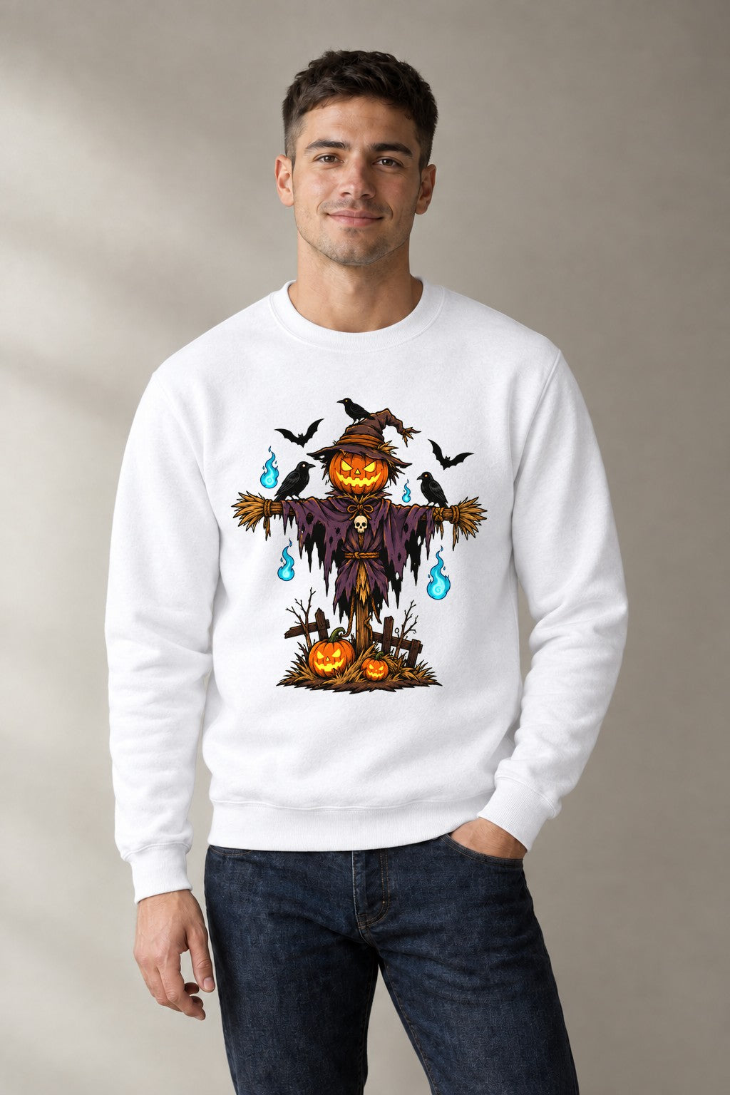 Pumpkin Scarecrow - White