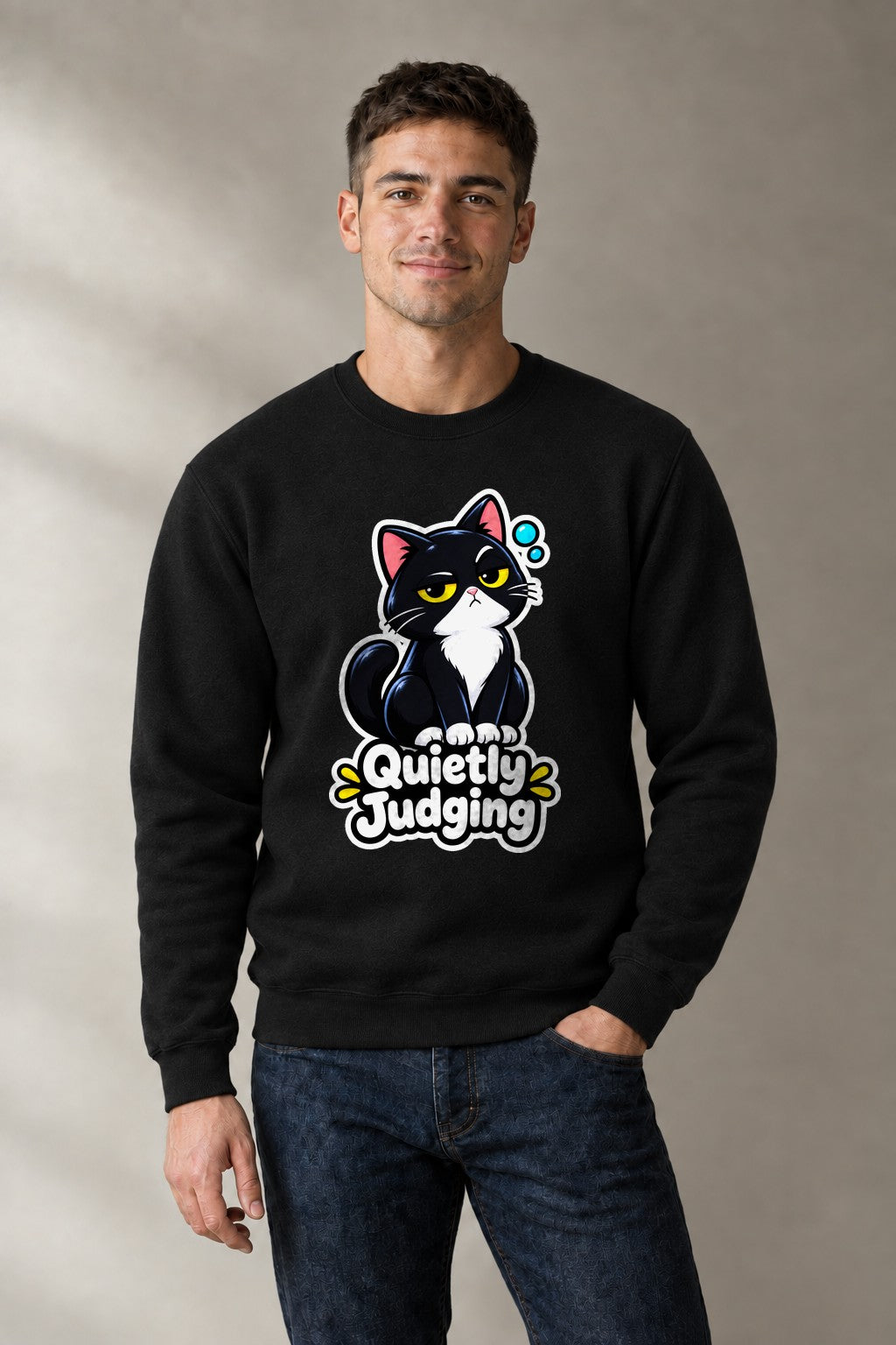 Quietly Judging Cat - Black