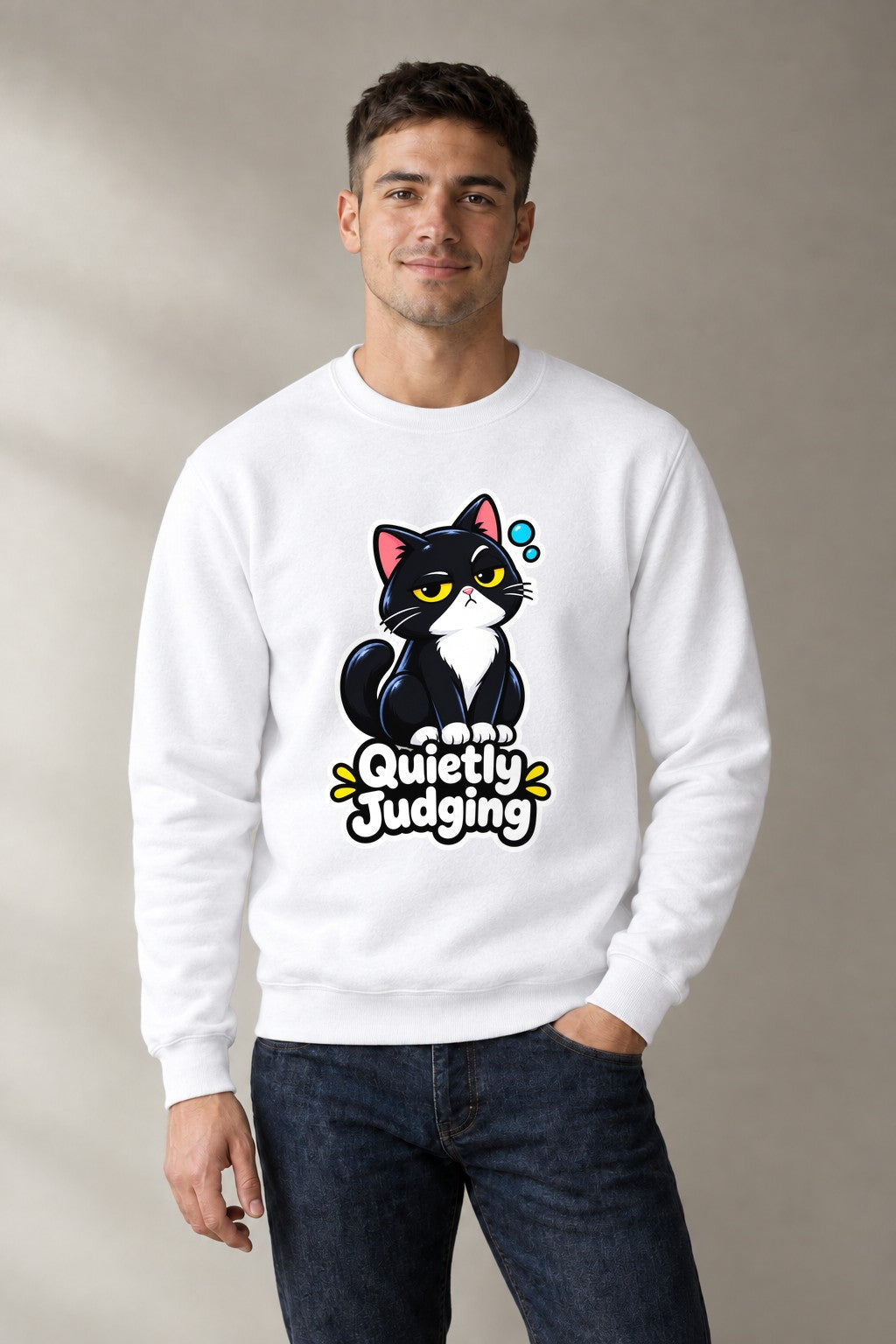 Quietly Judging Cat - White