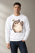 Round Fluffy Owl - White