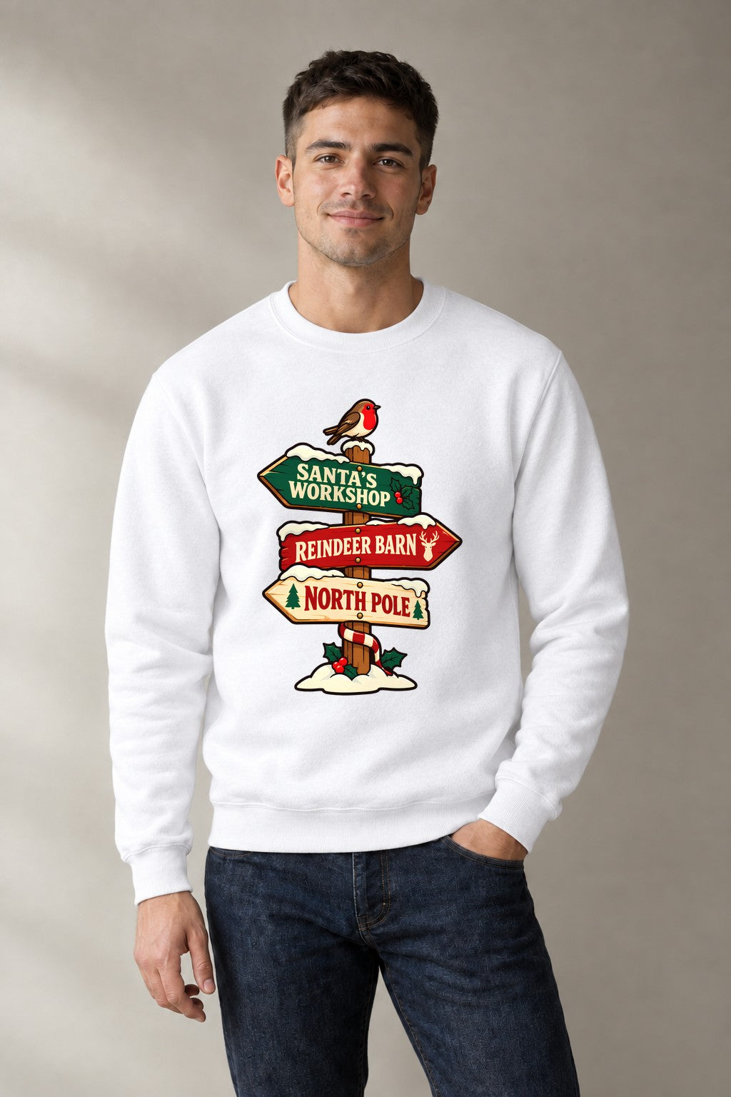 Santa's Workshop Sign - White