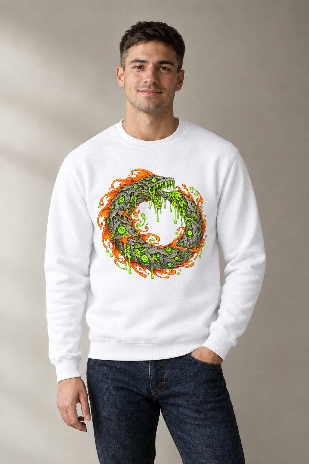 Serpent Ouroboros Flame - White