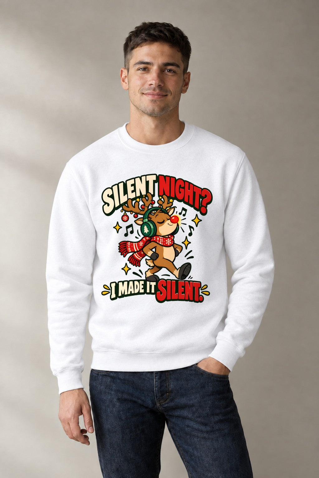 Silent Night Reindeer - White