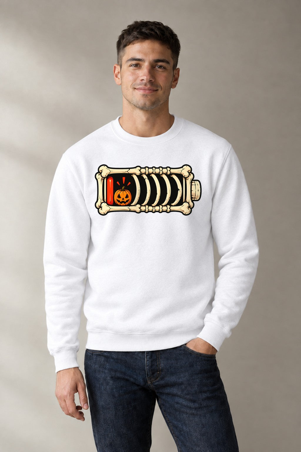 Skeleton Battery Pumpkin - White