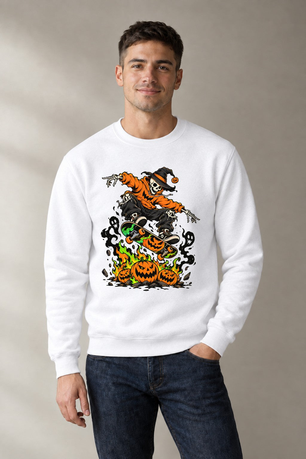 Skeleton Skater Pumpkin - White