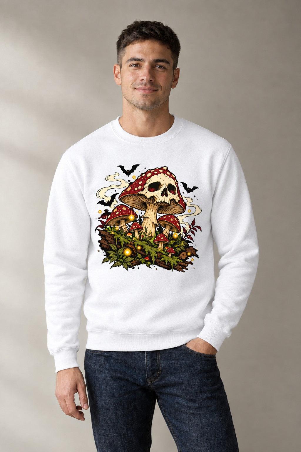 Skull Mushroom Halloween - White