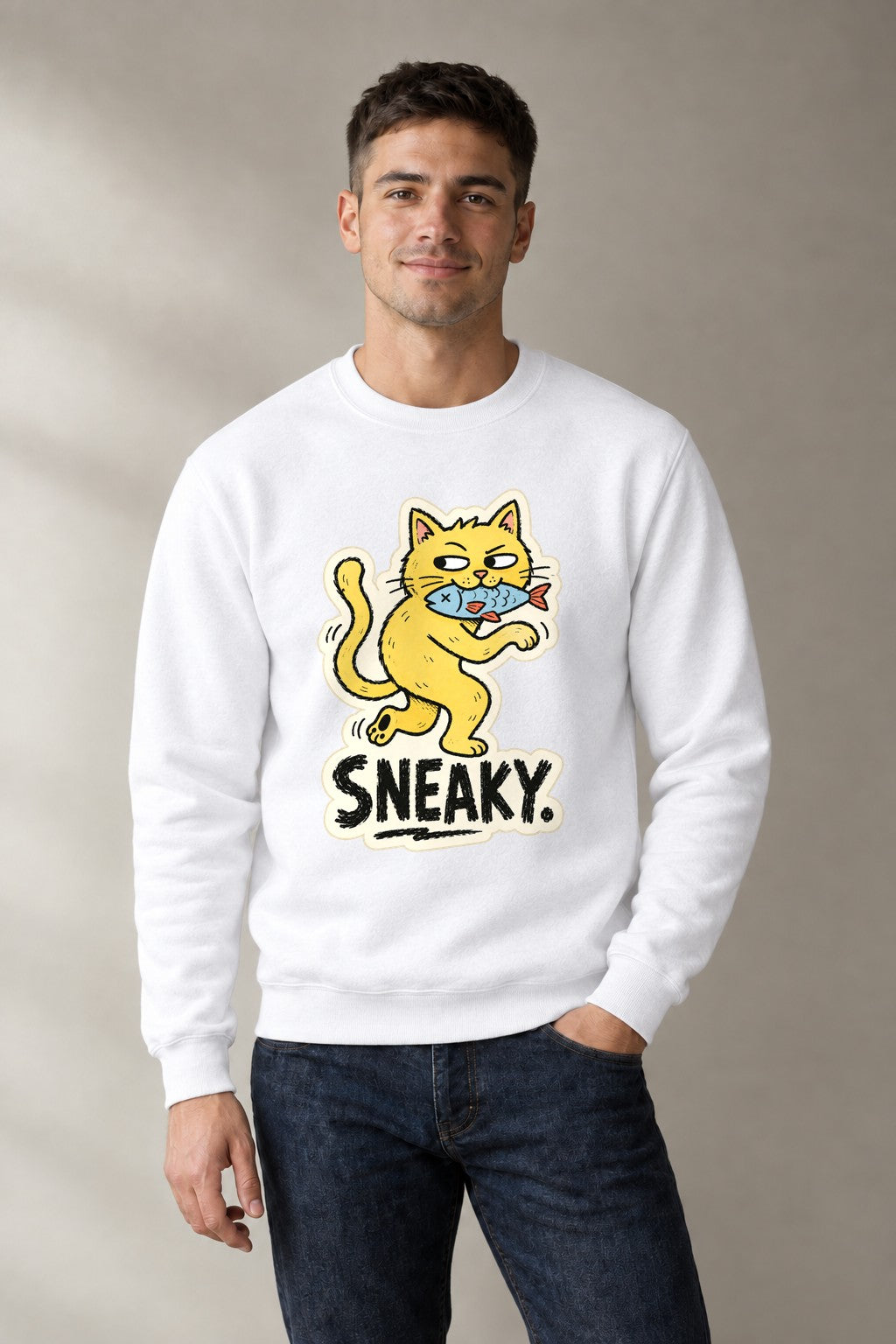 Sneaky Cat - White
