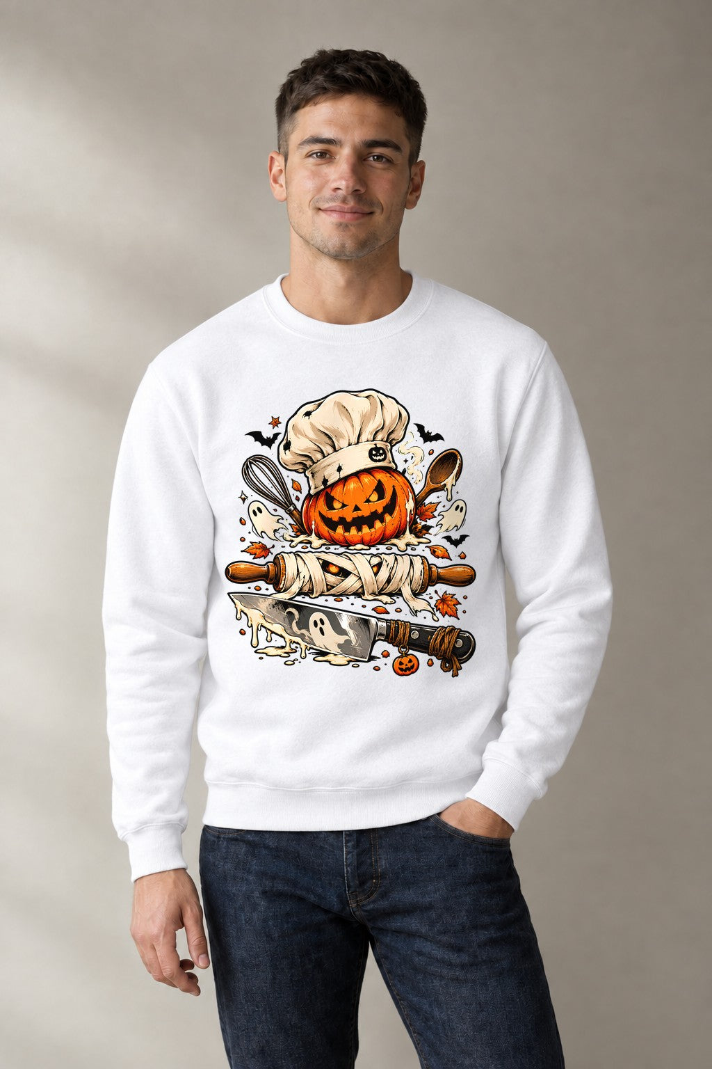 Spooky Chef Pumpkin - White