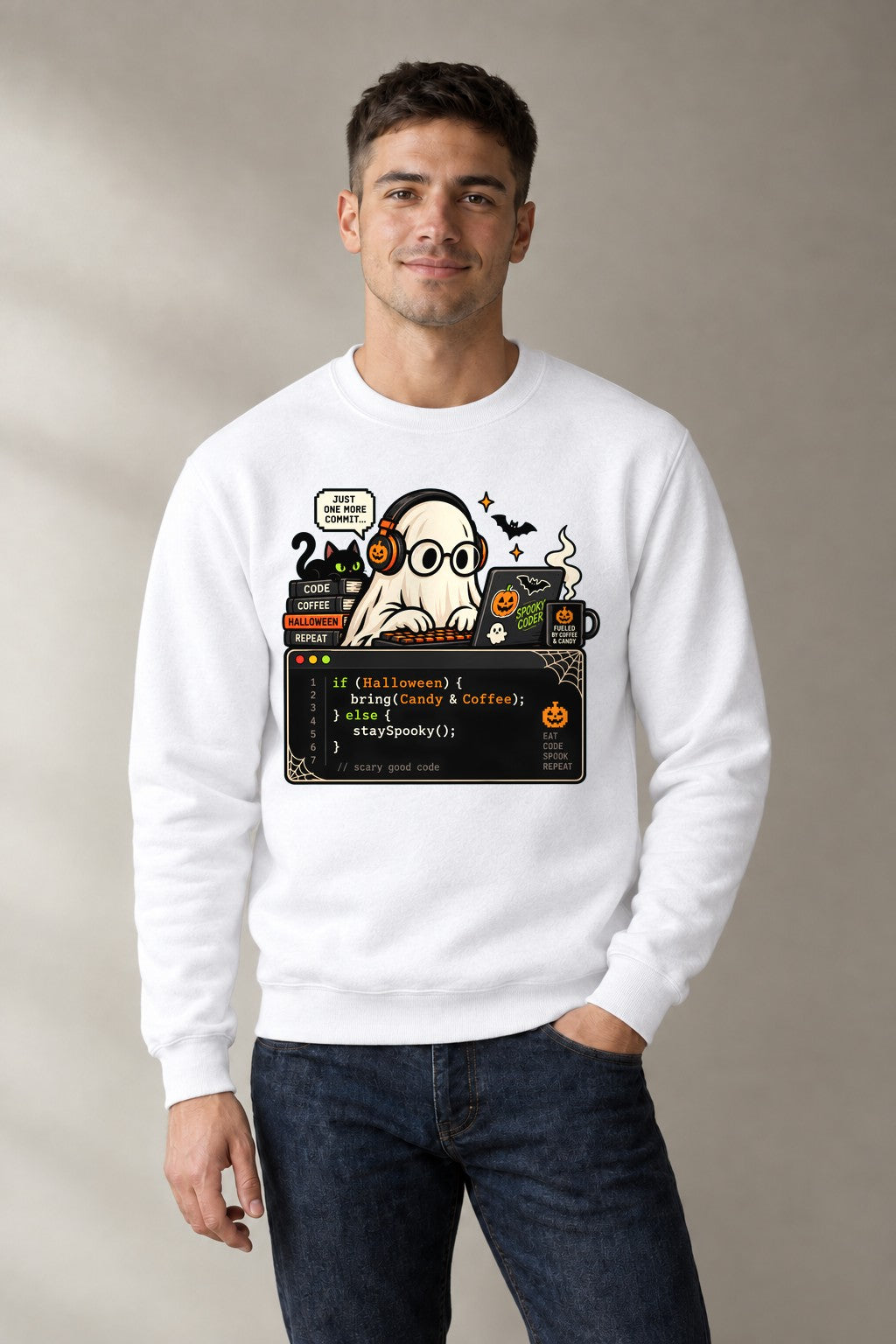 Spooky Coder Ghost - White