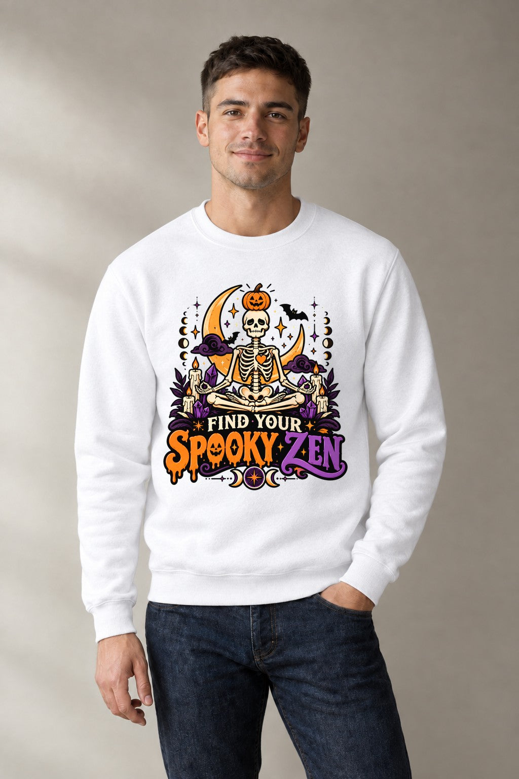 Spooky Zen Skeleton - White