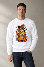 Stacked Halloween Owls - White