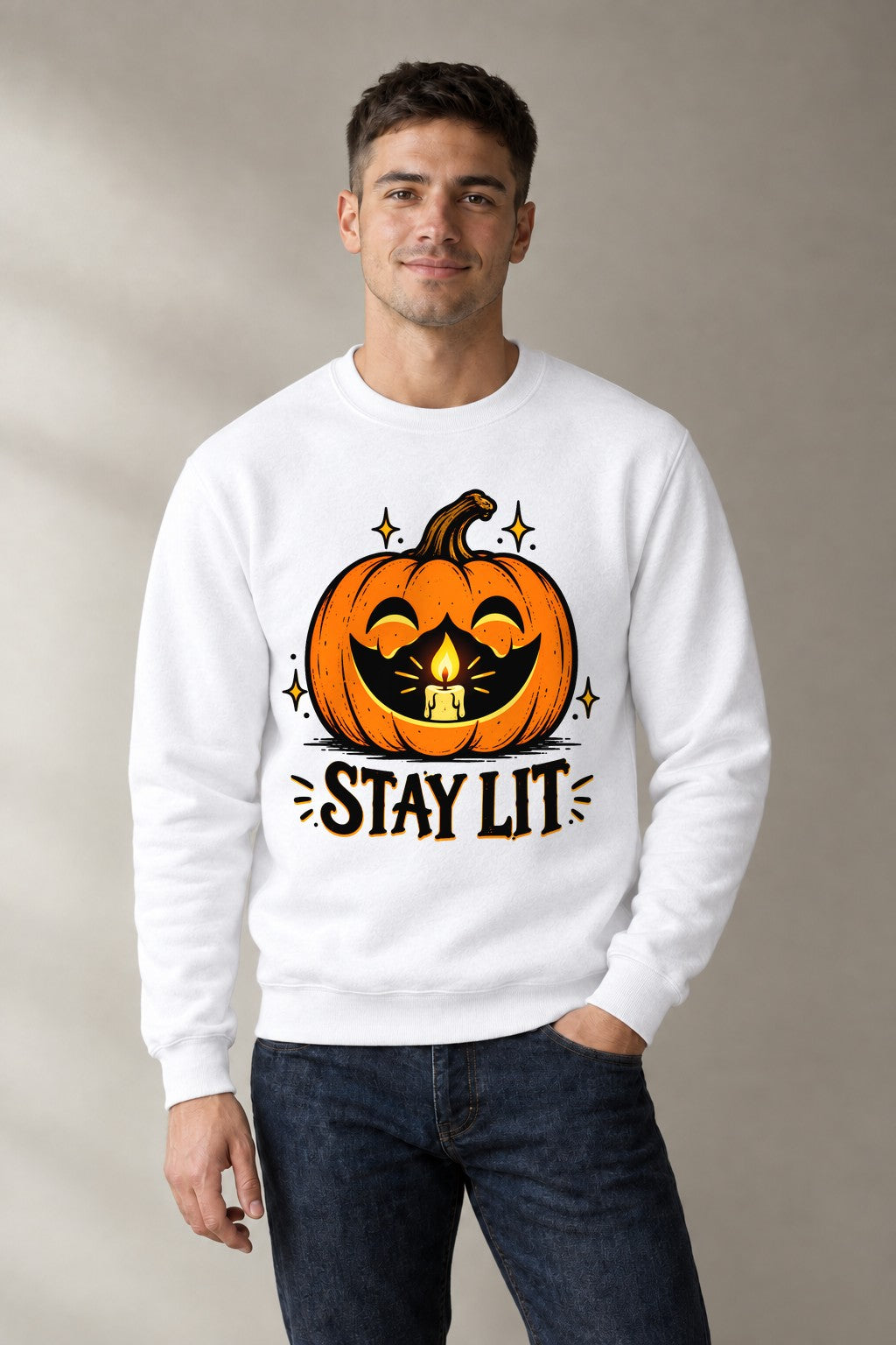 Stay Lit Pumpkin - White