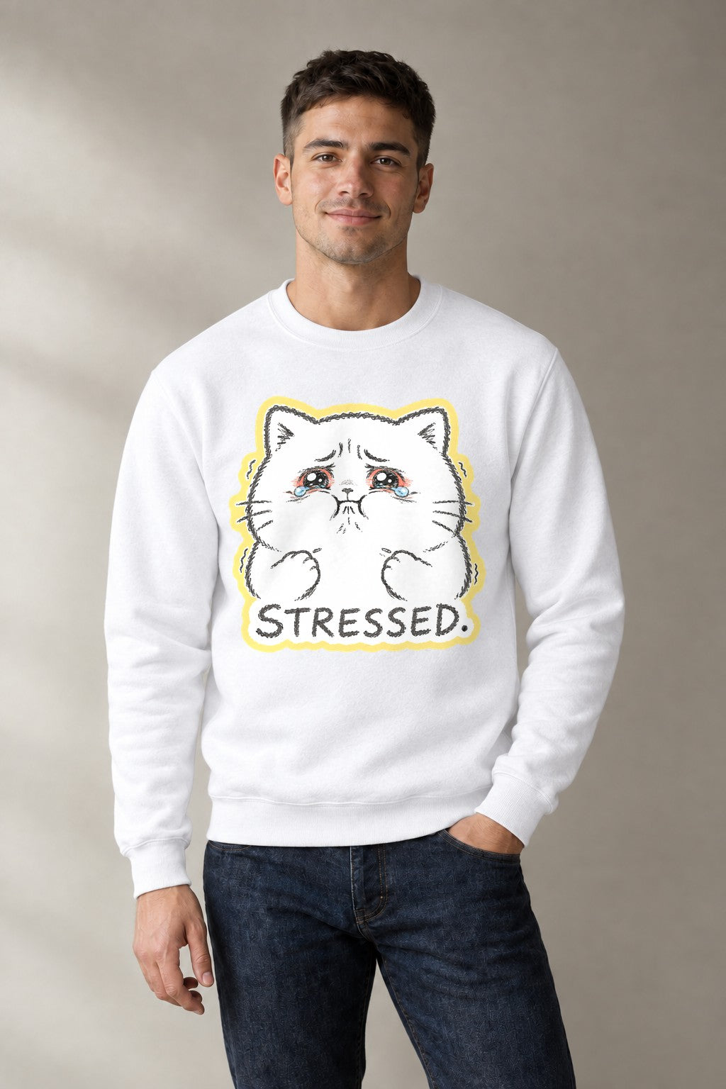 Stressed Cat - White