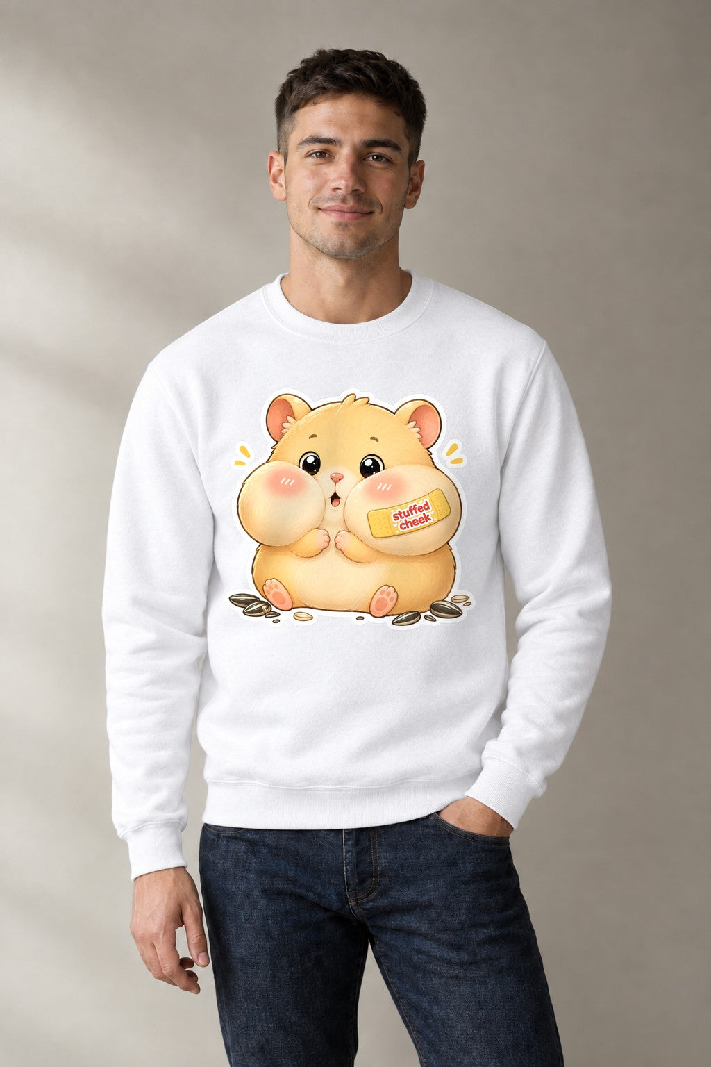 Stuffed Cheek Hamster - White