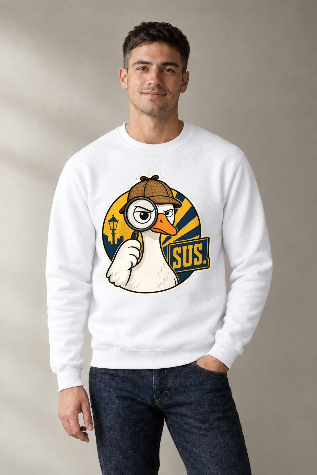 Suspicious Detective Duck - White