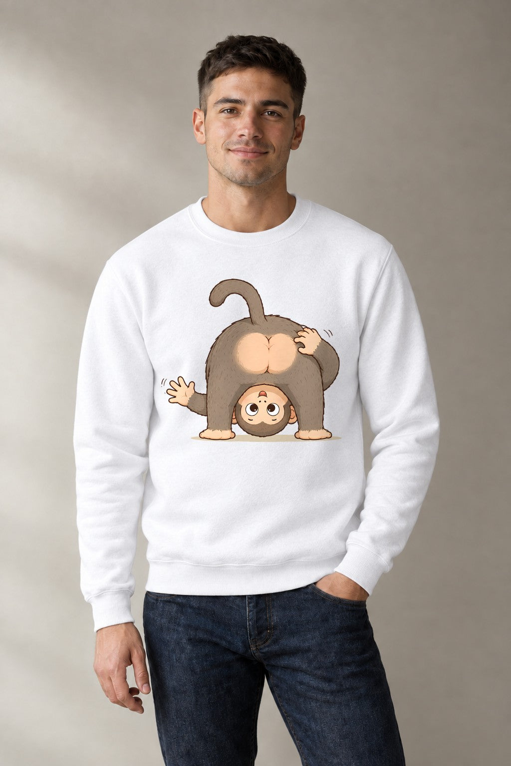 Upside Down Monkey - White