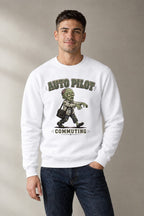 Zombie Auto Pilot Commuting to Work - White