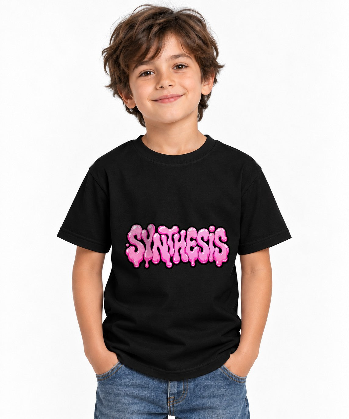 Synthesis Bubble Letters Graphic Tee - Pink Graffiti Style - Black