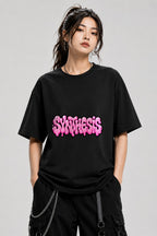 Synthesis Bubble Letters Graphic Tee - Pink Graffiti Style - Black