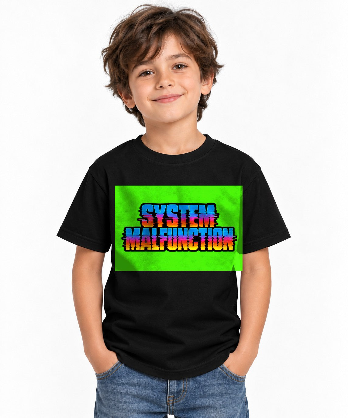 System Malfunction Glitch Retro Cyberpunk Typography - Black
