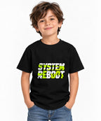 System Reboot Glitch Graphic Tee - Neon Cyberpunk Streetwear - Black