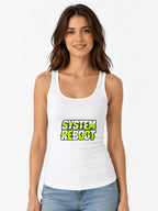 System Reboot Glitch Graphic Tee - Neon Cyberpunk Streetwear - White