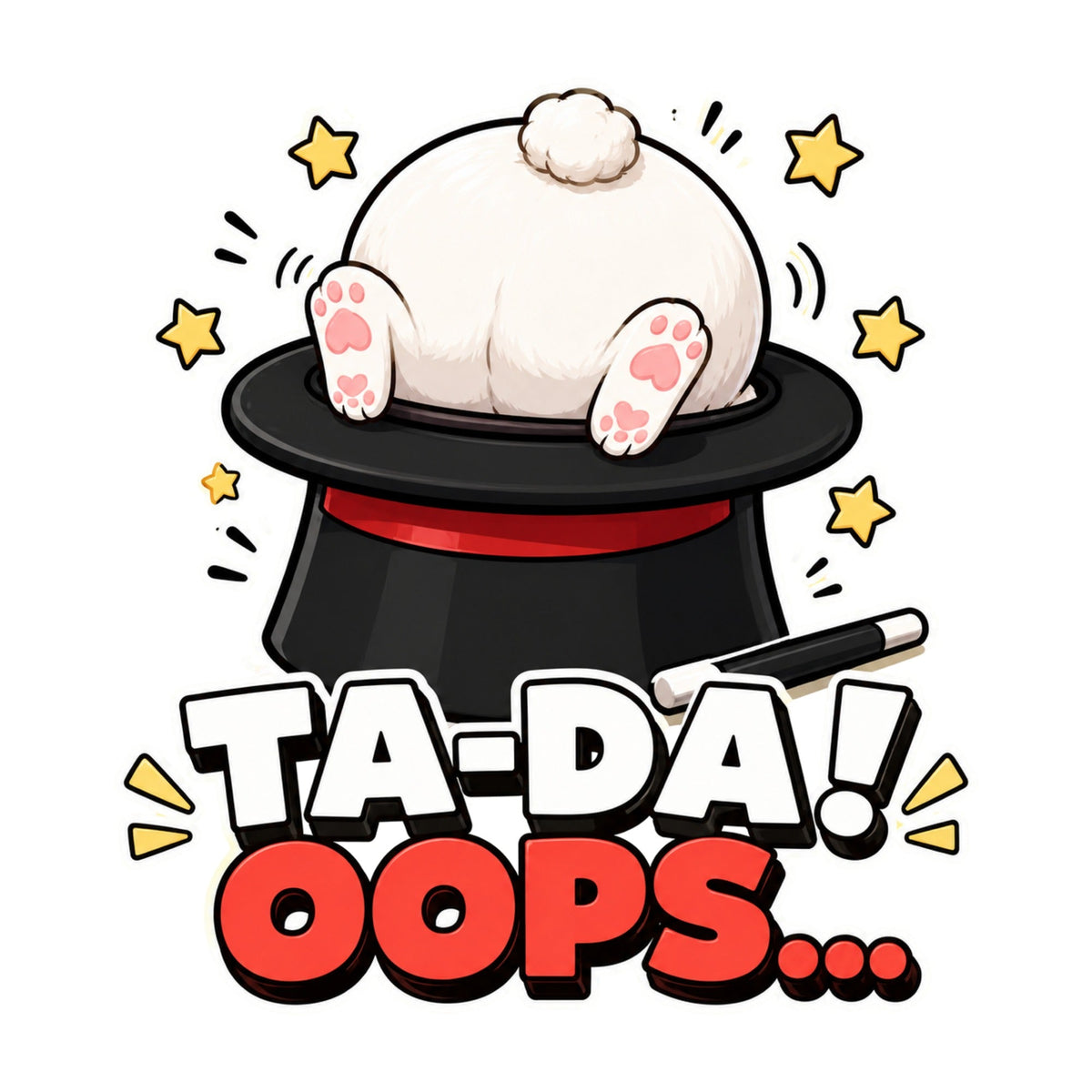Ta-Da! Oops... Cute Bunny Butt Magic Hat Fail Graphic T-Shirt
