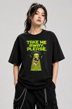 Take Me Away Please UFO Alien Pug Do - Black