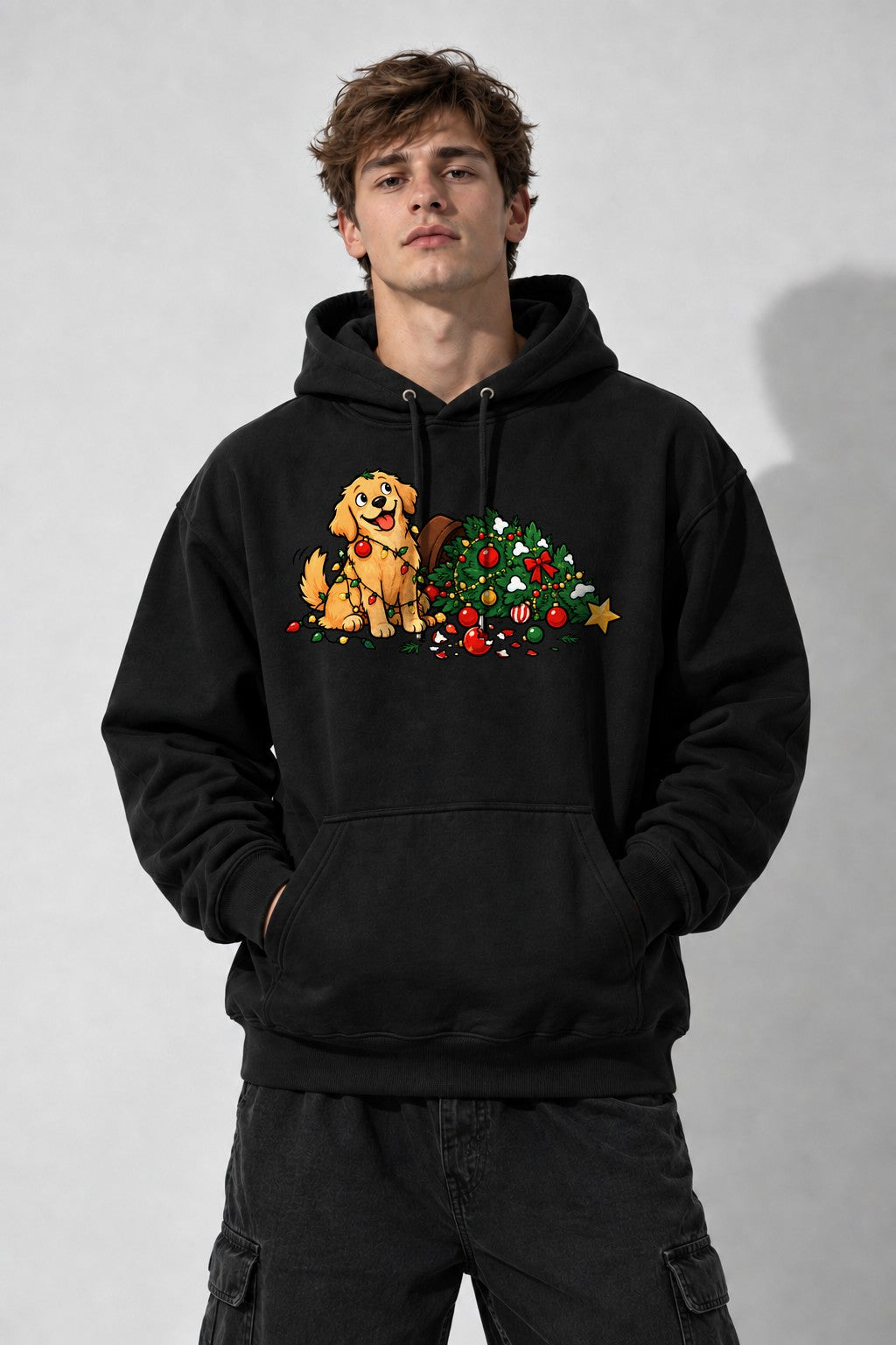 Tangled Christmas Dog - Black