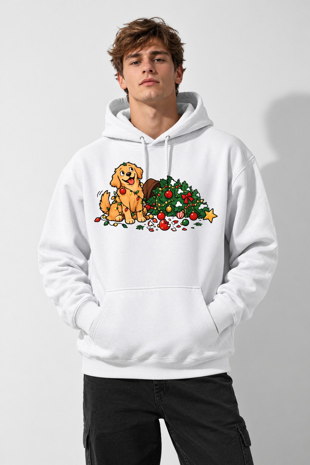 Tangled Christmas Dog - White
