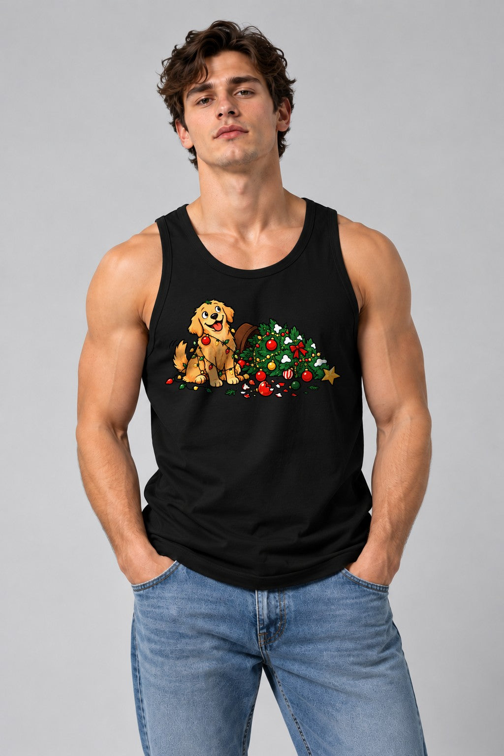 Tangled Christmas Dog - Black