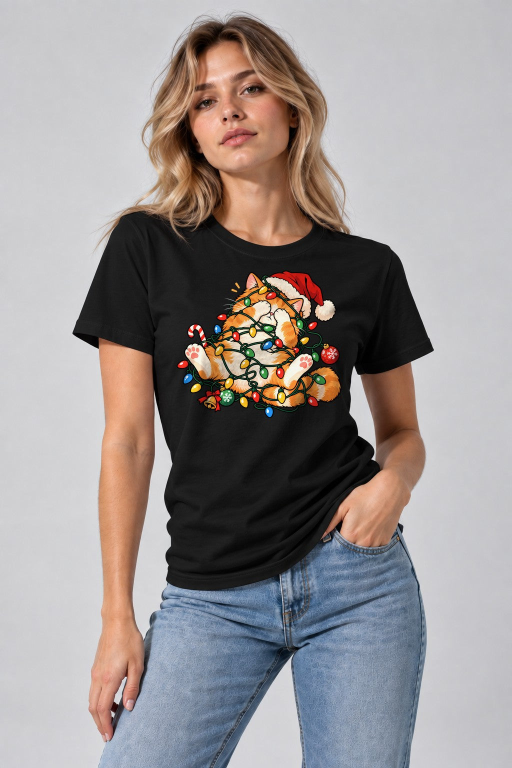 Tangled In Lights Cat - Black