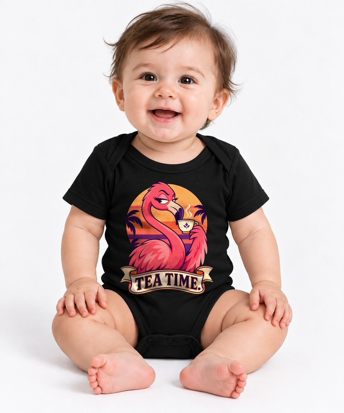 Tea Time Flamingo - Black