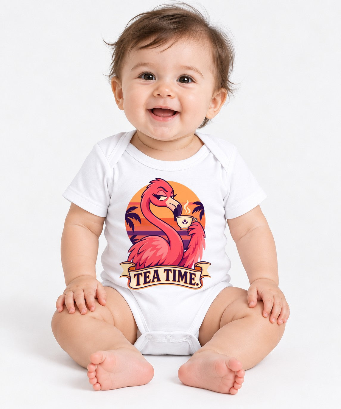 Tea Time Flamingo - White