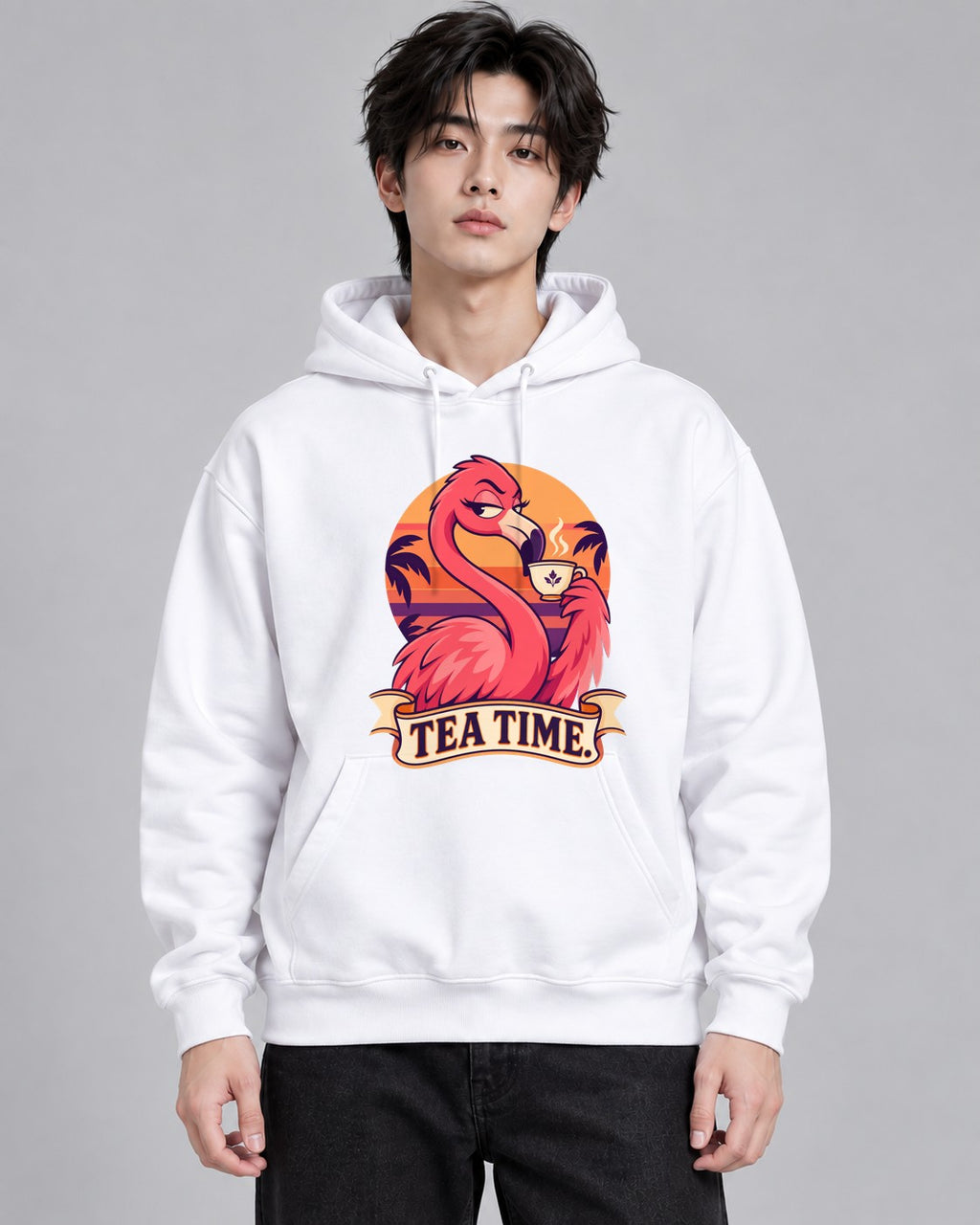 Tea Time Flamingo - White