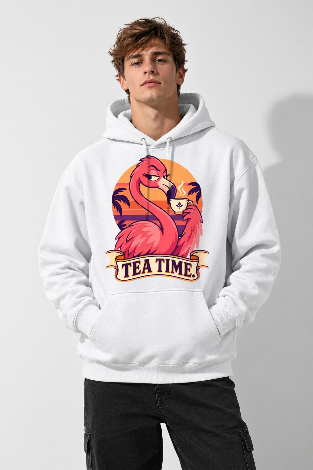 Tea Time Flamingo - White