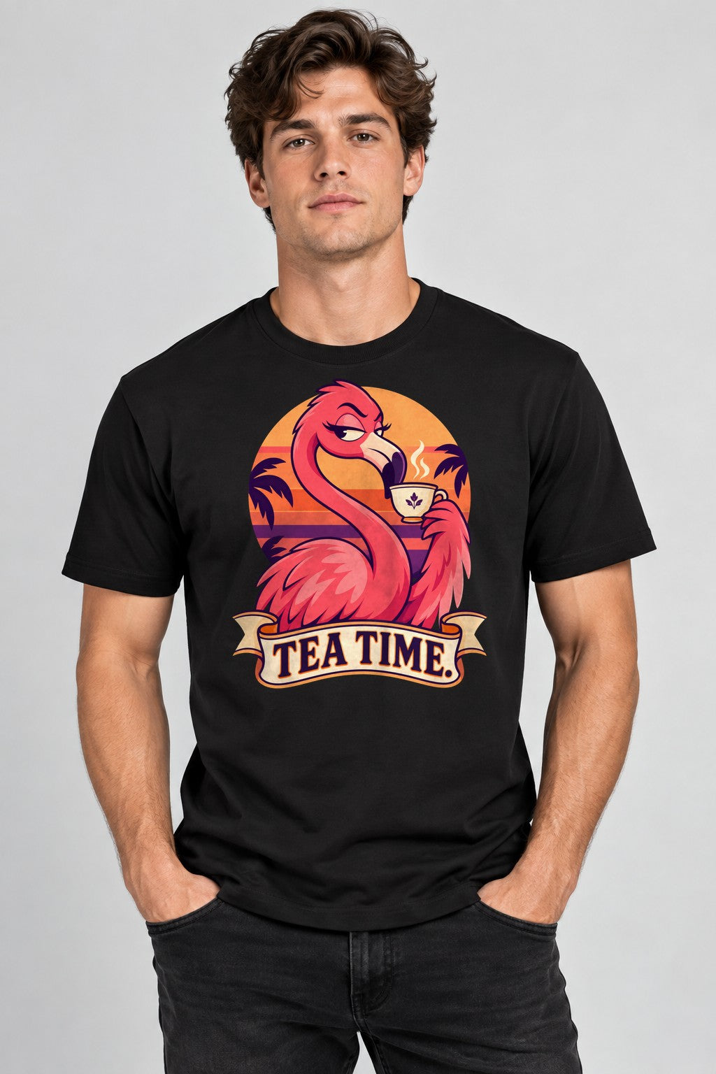 Tea Time Flamingo - Black