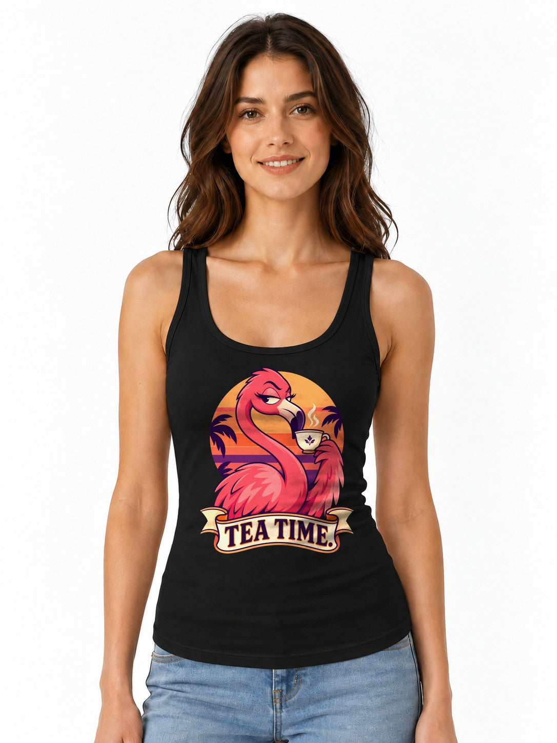 Tea Time Flamingo - Black