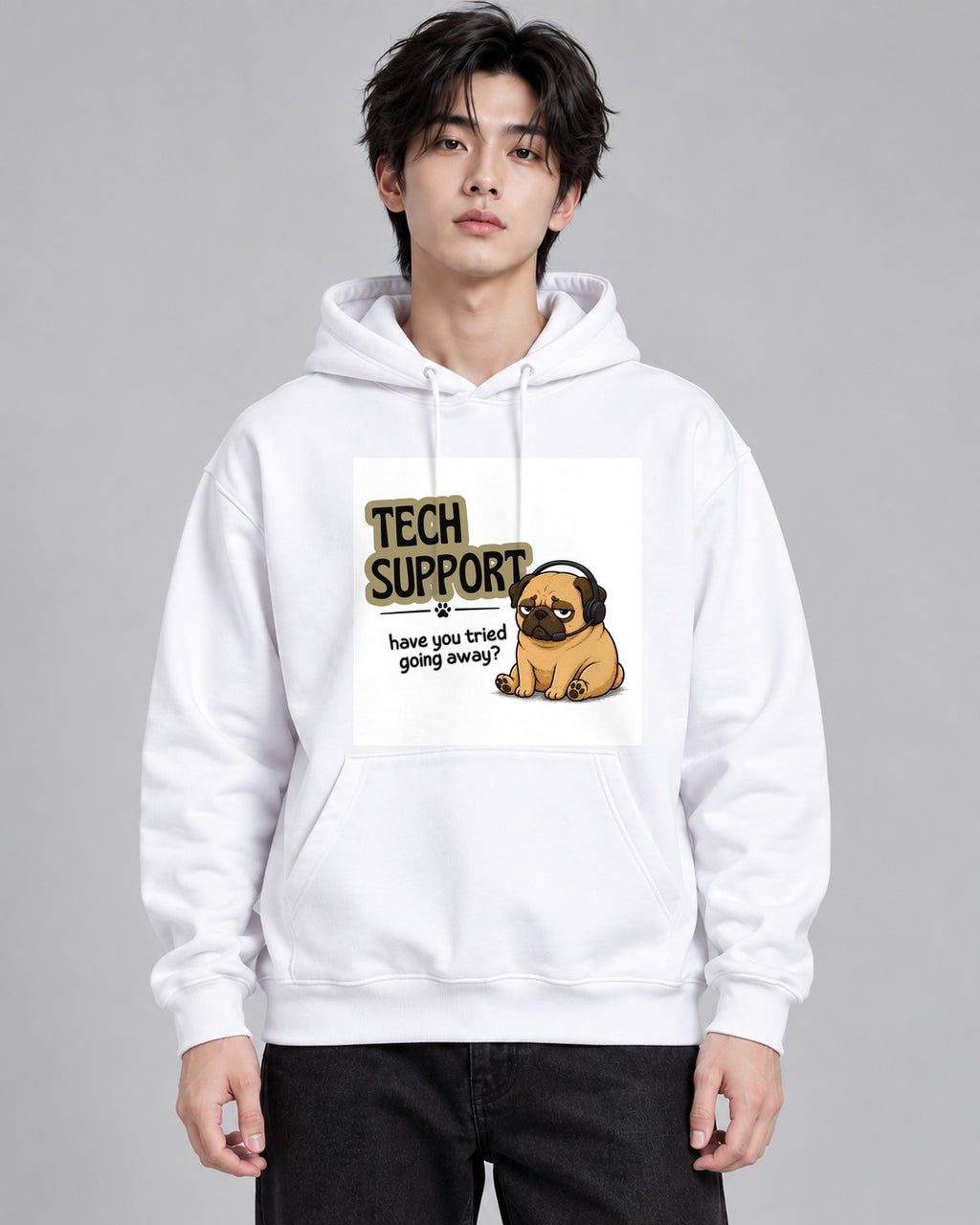 Tech Support Tired Pug Help Desk Sar - White
