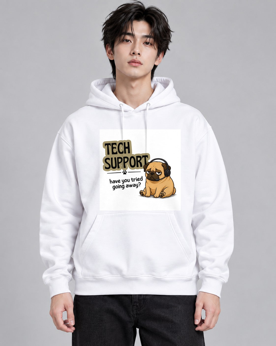 Tech Support Tired Pug Help Desk Sar - White