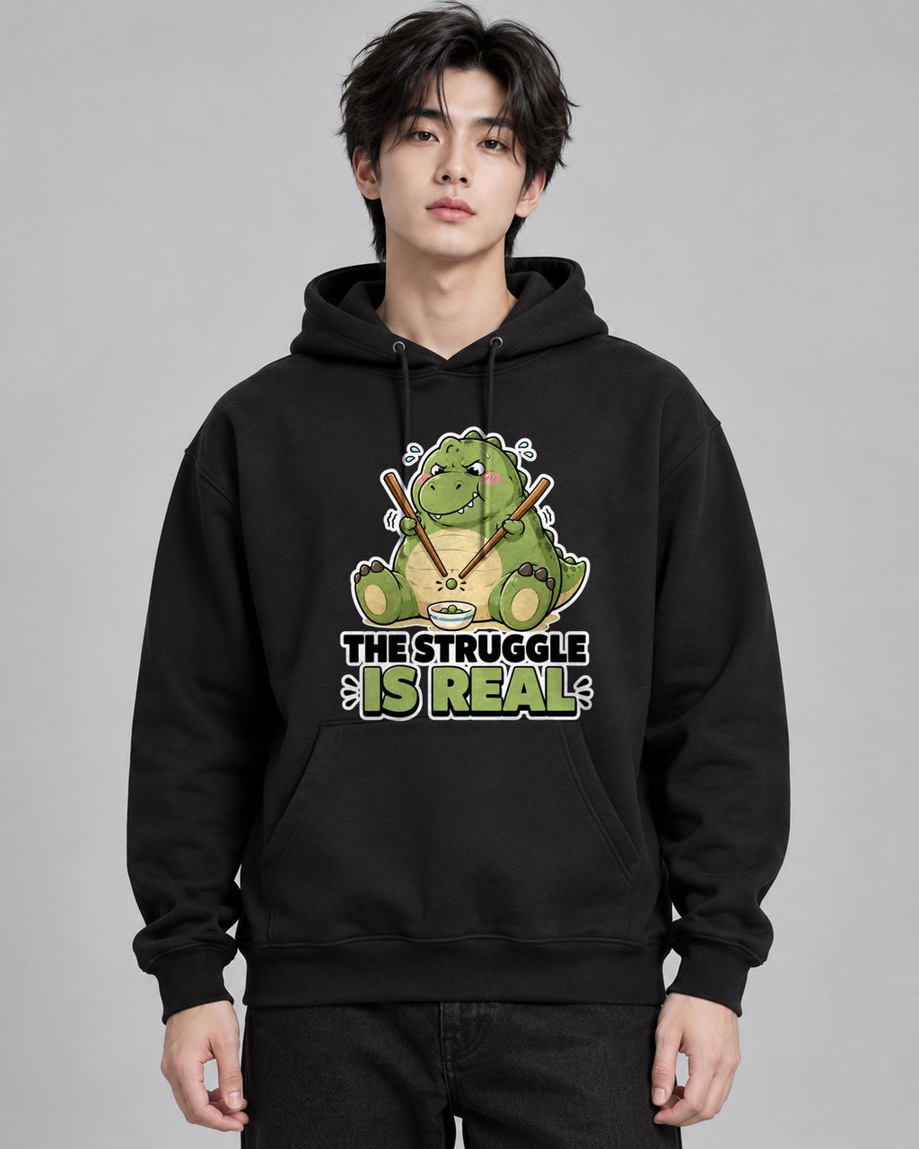 The Struggle Is Real - Cute Dinosaur - Black