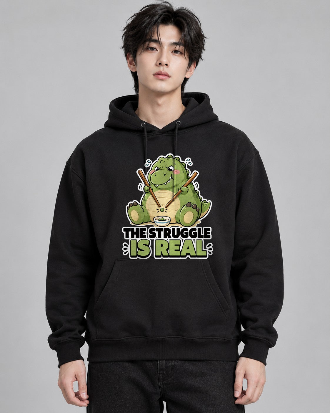 The Struggle Is Real - Cute Dinosaur - Black