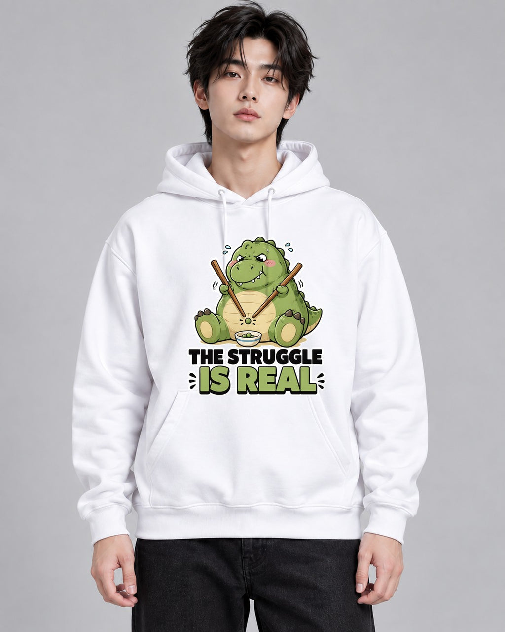 The Struggle Is Real - Cute Dinosaur - White