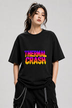 Thermal Crash Graphic Tee - Glitch Vaporwave Distortion Art - Black