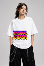 Thermal Crash Graphic Tee - Glitch Vaporwave Distortion Art - White