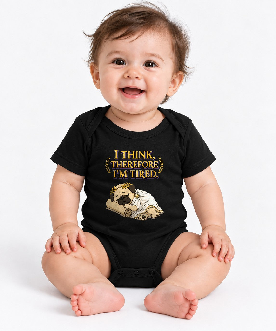 Thinking Tired Philosopher Pug Shirt - Funny Dog Meme Tee - Black