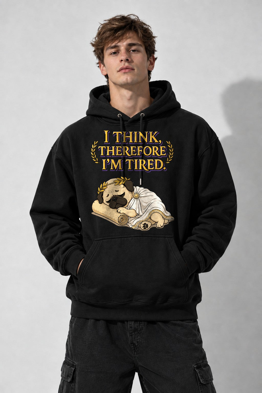 Thinking Tired Philosopher Pug - Black
