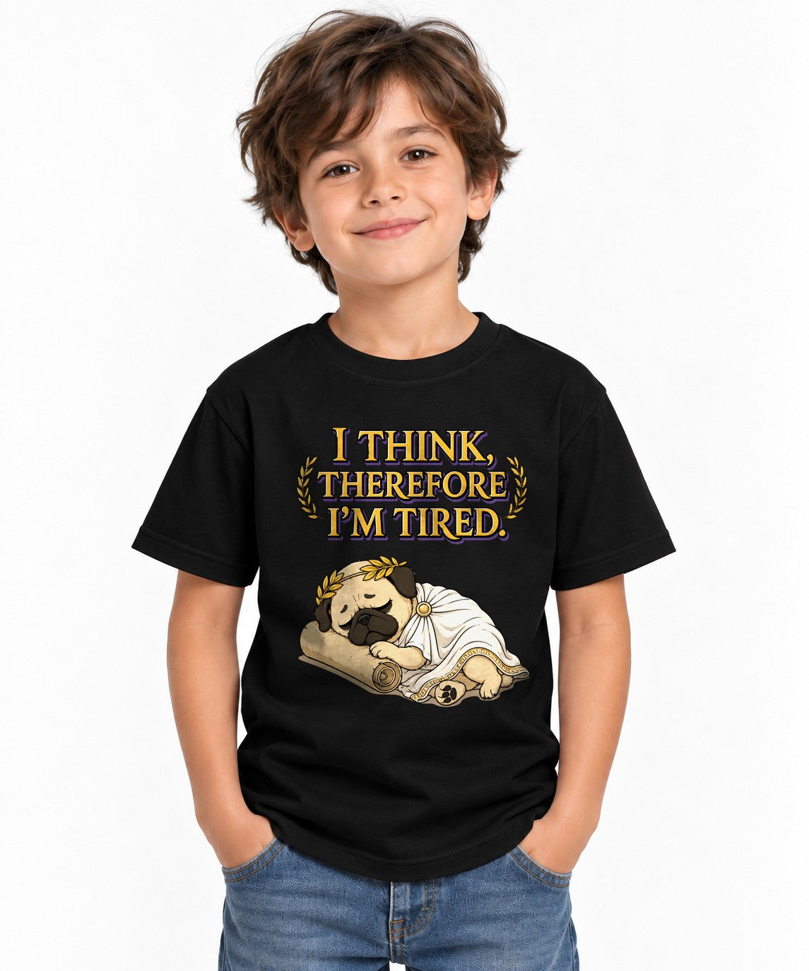 Thinking Tired Philosopher Pug Shirt - Funny Dog Meme Tee - Black